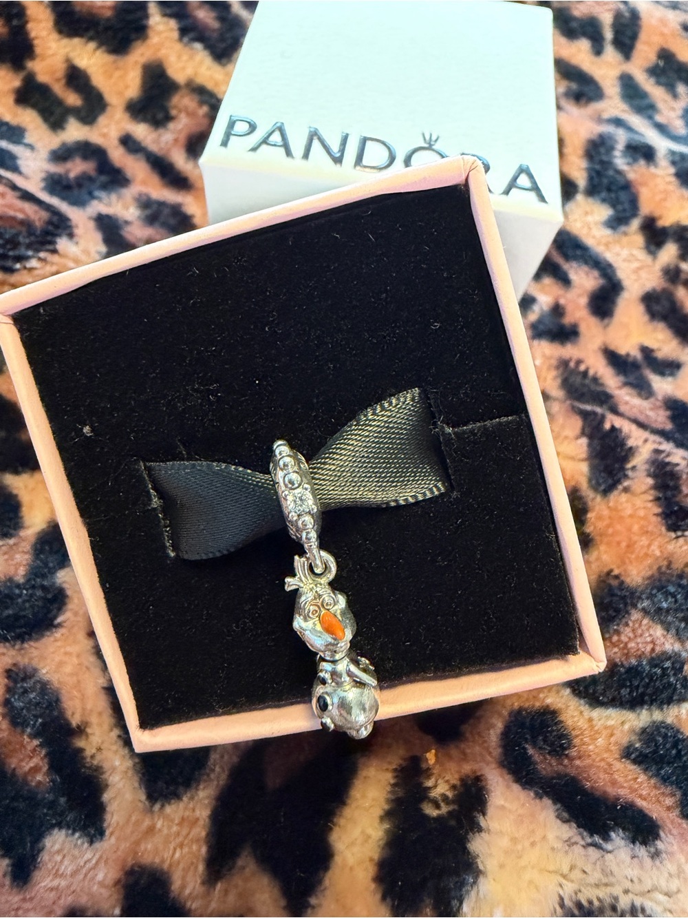 Pandora Silver Olaf Dangle Charm with Orange Accent